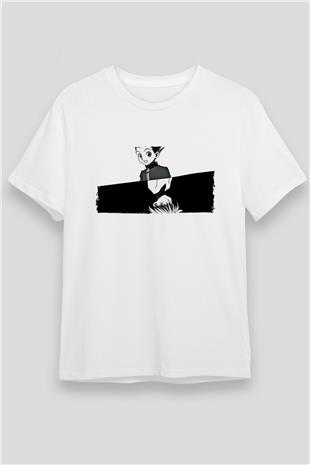 Hunter X Hunter Unisex Baskılı Beyaz Tişört - Tshirt