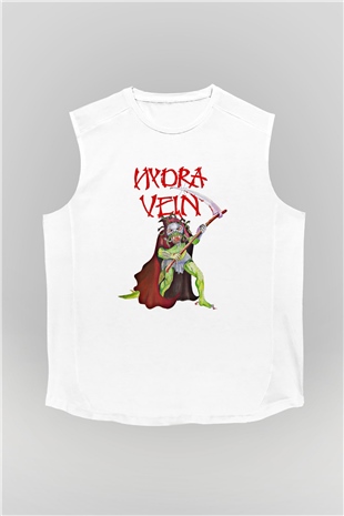 Hydra Vein Baskılı Unisex Beyaz Kolsuz Tişört