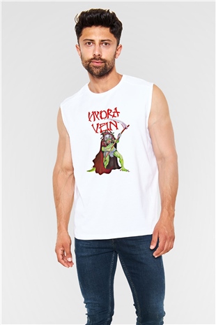 Hydra Vein Baskılı Unisex Beyaz Kolsuz Tişört
