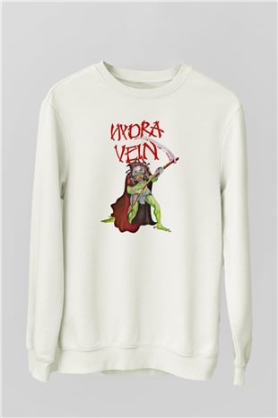 Hydra Vein Baskılı Unisex Beyaz Sweatshirt