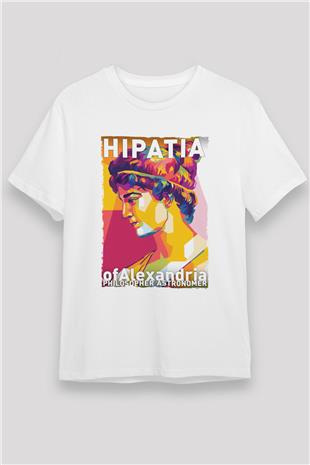 Hypatia of Alexandria Baskılı Unisex Beyaz Tişört - Tshirt