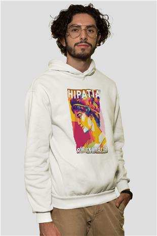 Hypatia of Alexandria Baskılı Unisex Ekru Hoodie