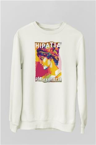 Hypatia of Alexandria Baskılı Unisex Ekru Sweatshirt