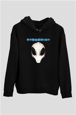 Hypocrispy Baskılı Unisex Siyah Kapüşonlu Sweatshirt