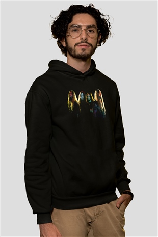 Hypocrispy Baskılı Unisex Siyah Kapüşonlu Sweatshirt