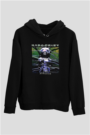 Hypocrispy Baskılı Unisex Siyah Kapüşonlu Sweatshirt