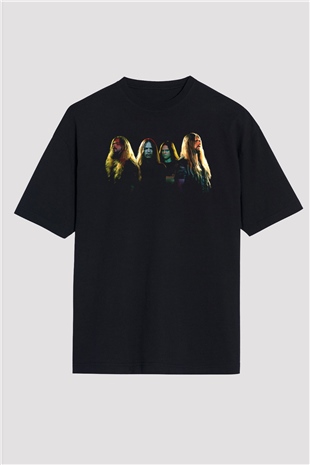 Hypocrispy Baskılı Unisex Siyah Oversize Tişört - Tshirt