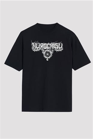 Hypocrispy Baskılı Unisex Siyah Oversize Tişört - Tshirt