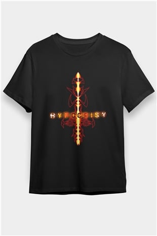 Hypocrispy Baskılı Unisex Siyah Tişört - Tshirt
