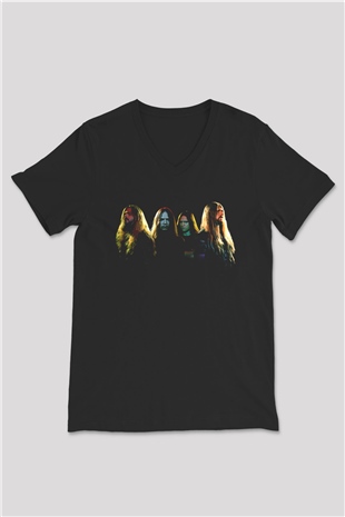 Hypocrispy Baskılı Unisex Siyah V Yaka Tişört - Tshirt
