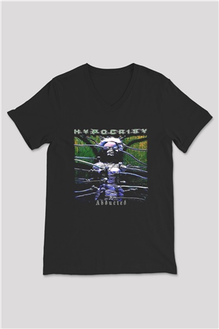 Hypocrispy Baskılı Unisex Siyah V Yaka Tişört - Tshirt