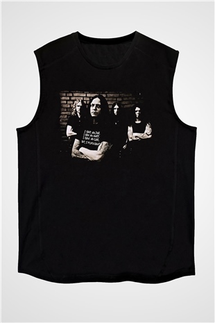 Hypocrisy Baskılı Unisex Siyah Kolsuz Tişört - Tshirt
