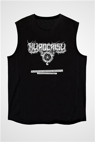 Hypocrisy Baskılı Unisex Siyah Kolsuz Tişört - Tshirt