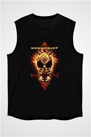 Hypocrisy Baskılı Unisex Siyah Kolsuz Tişört - Tshirt