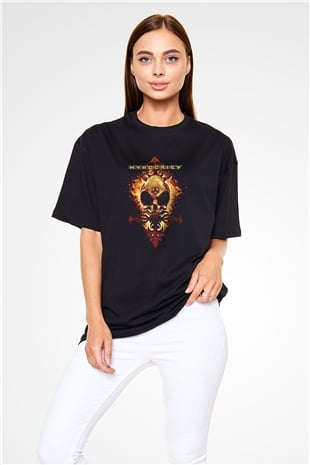 Hypocrisy Baskılı Unisex Siyah Oversize Tişört - Tshirt