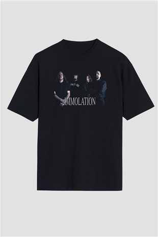 Hypocrisy Baskılı Unisex Siyah Oversize Tişört - Tshirt