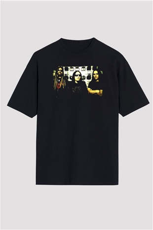 Hypocrisy Baskılı Unisex Siyah Oversize Tişört - Tshirt