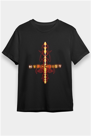 Hypocrisy Baskılı Unisex Siyah Tişört - Tshirt