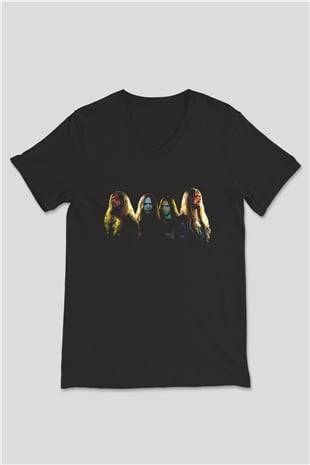 Hypocrisy Baskılı Unisex Siyah V Yaka Tişört - Tshirt