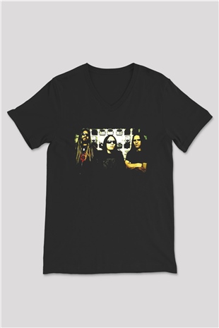 Hypocrisy Baskılı Unisex Siyah V Yaka Tişört - Tshirt