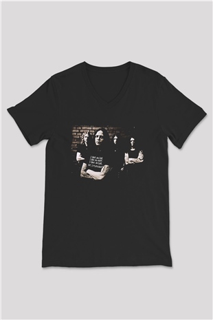 Hypocrisy Baskılı Unisex Siyah V Yaka Tişört - Tshirt