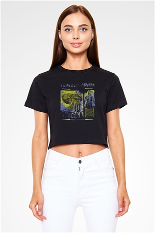 I Prevail Baskılı Siyah Crop Top Kadın Tişört - Tshirt