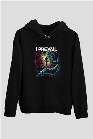 I Prevail Baskılı Unisex Siyah Kapüşonlu Sweatshirt