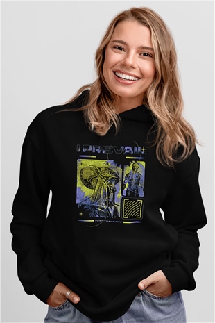 I Prevail Baskılı Unisex Siyah Kapüşonlu Sweatshirt