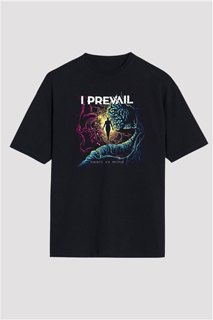 I Prevail Baskılı Unisex Siyah Oversize Tişört - Tshirt