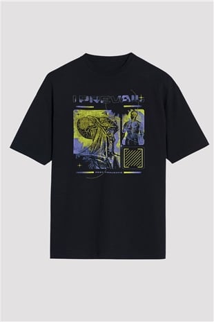I Prevail Baskılı Unisex Siyah Oversize Tişört - Tshirt