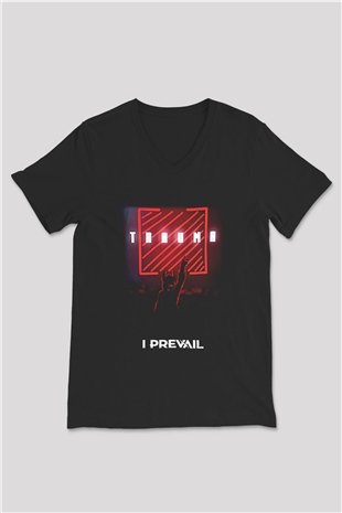 I Prevail Baskılı Unisex Siyah V Yaka Tişört - Tshirt