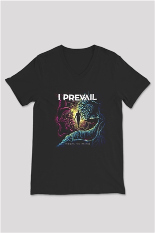 I Prevail Baskılı Unisex Siyah V Yaka Tişört - Tshirt