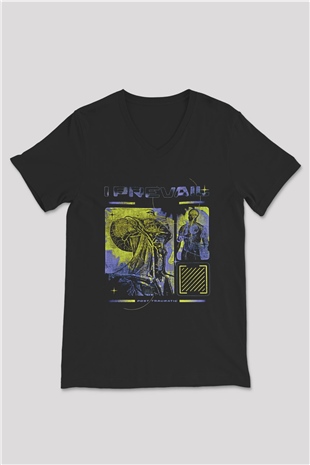 I Prevail Baskılı Unisex Siyah V Yaka Tişört - Tshirt