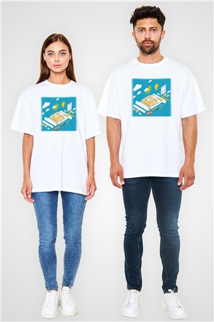 İç mimar Beyaz Unisex Oversize Tişört T-Shirt