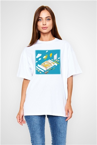 İç mimar Beyaz Unisex Oversize Tişört T-Shirt