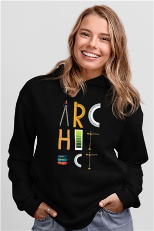 İç mimar Siyah Unisex Kapüşonlu Sweatshirt