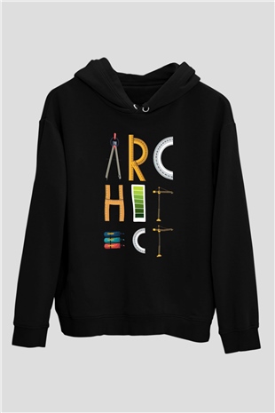 İç mimar Siyah Unisex Kapüşonlu Sweatshirt