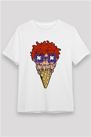 Ice Cream Rugrat Baskılı Unisex Beyaz Tişört