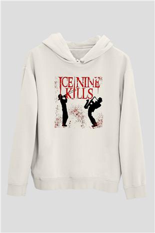 Ice Nine Kills Baskılı Beyaz Unisex Kapüşonlu Sweatshirt