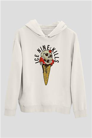 Ice Nine Kills Baskılı Beyaz Unisex Kapüşonlu Sweatshirt