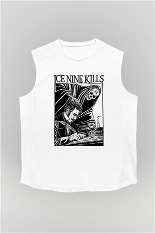 Ice Nine Kills Baskılı Beyaz Unisex Kolsuz Tişört - Tshirt