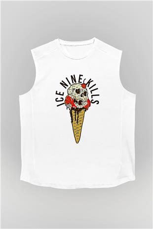 Ice Nine Kills Baskılı Beyaz Unisex Kolsuz Tişört - Tshirt