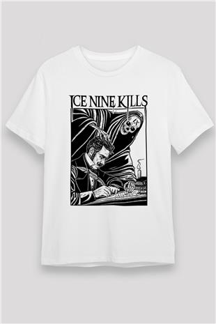 Ice Nine Kills Baskılı Unisex Beyaz Tişört - Tshirt