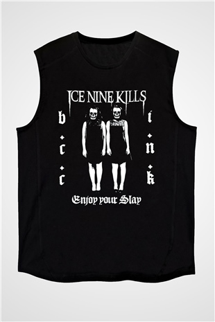 Ice Nine Kills Baskılı Unisex Siyah Kolsuz Tişört - Tshirt