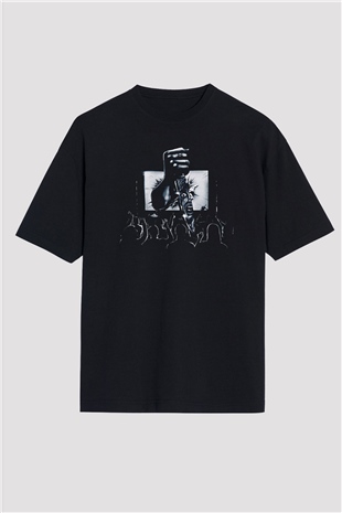 Ice Nine Kills Baskılı Unisex Siyah Oversize Tişört - Tshirt