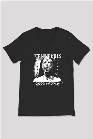 Ice Nine Kills Baskılı Unisex Siyah V Yaka Tişört - Tshirt