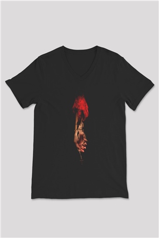 Ice Nine Kills Baskılı Unisex Siyah V Yaka Tişört - Tshirt