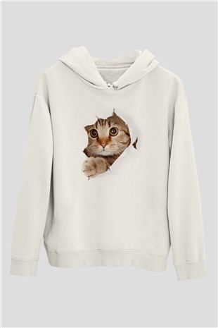 İçimdeki Şirin Kedi TemalıBeyaz Tshirt Unisex Hoodie