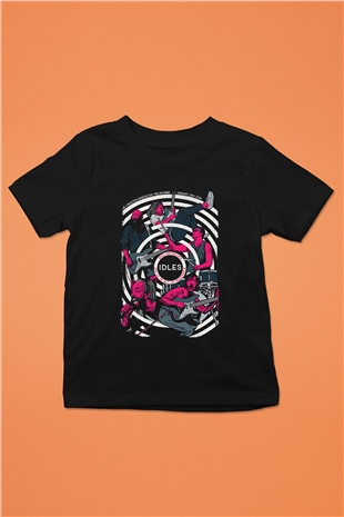 Idles Baskılı Unisex Siyah Çocuk Tişört - Tshirt
