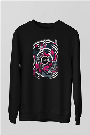 Idles Baskılı Unisex Siyah Sweatshirt